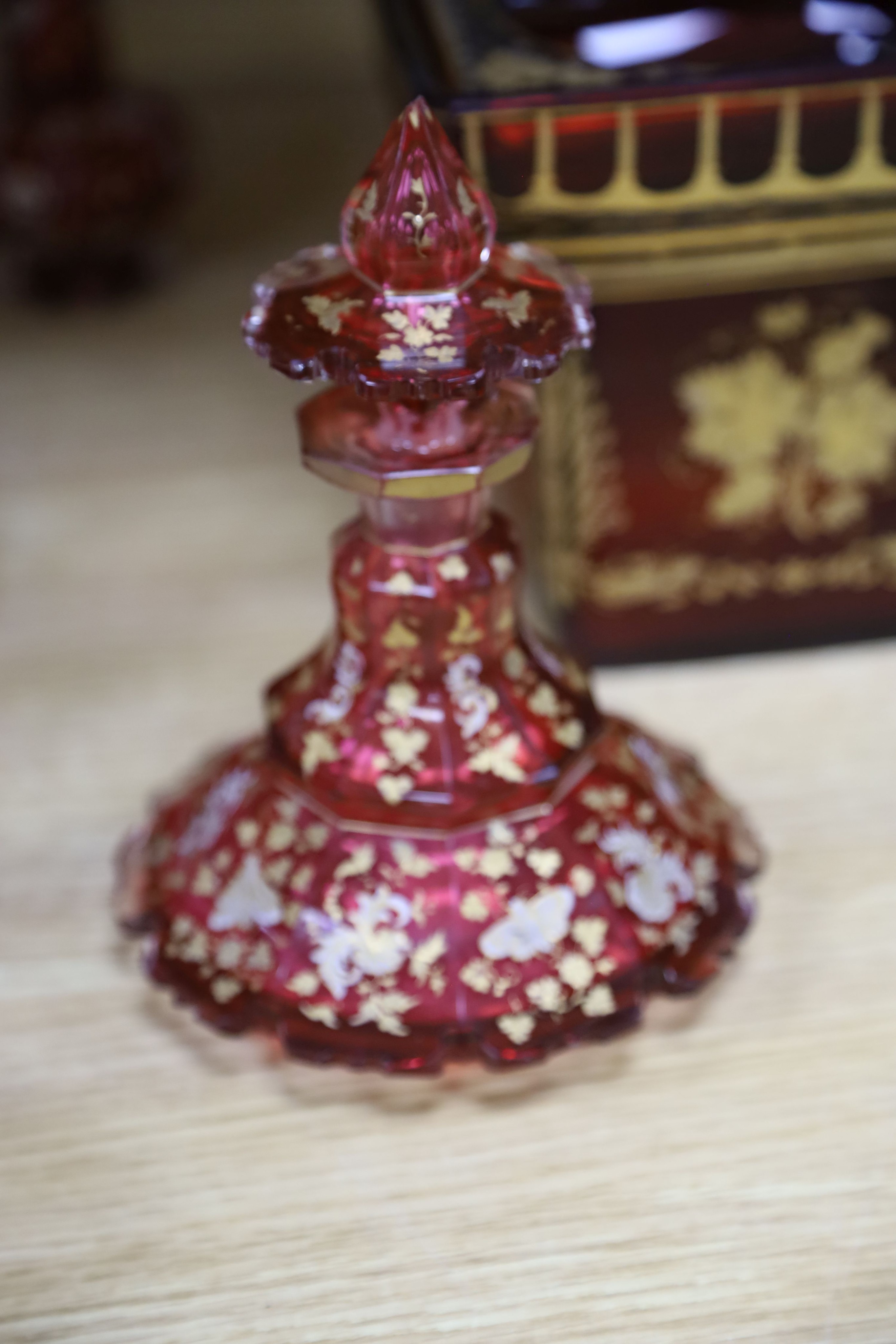 A group of 19th century Bohemian gilt-decorated ruby glassware etc.